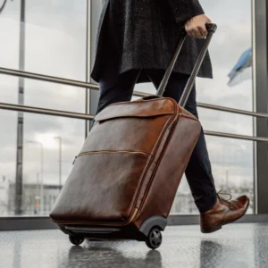 Voyager Leather Carry- on Bag With Wheels