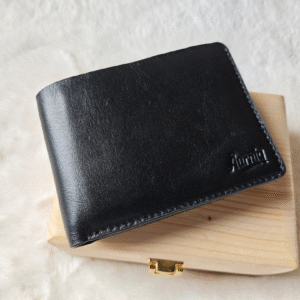 Genuine Cow Leather Wallet for Men (Black) | Premium Minimal Wallet with Wooden Gift Box – Aurniq